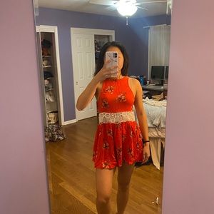 NWOT red floral romper